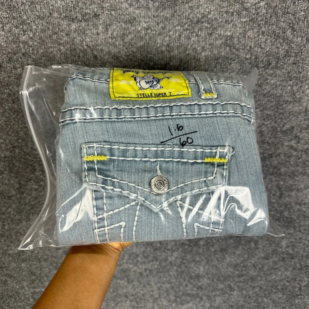 True Religion Skinny Jeans women 32 Blue Distressed Made In USA